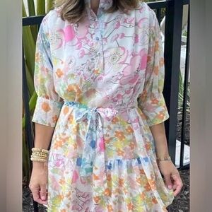 Chic Pastel Floral Long Sleeve Dress